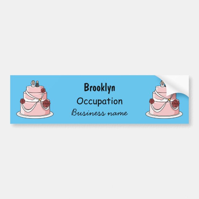 Wedding cake cartoon illustration bumper sticker (Front)