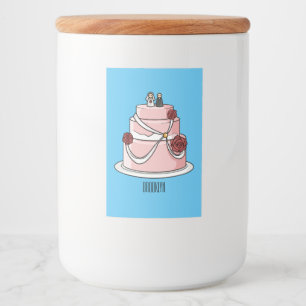Wedding cake cartoon illustration  food label