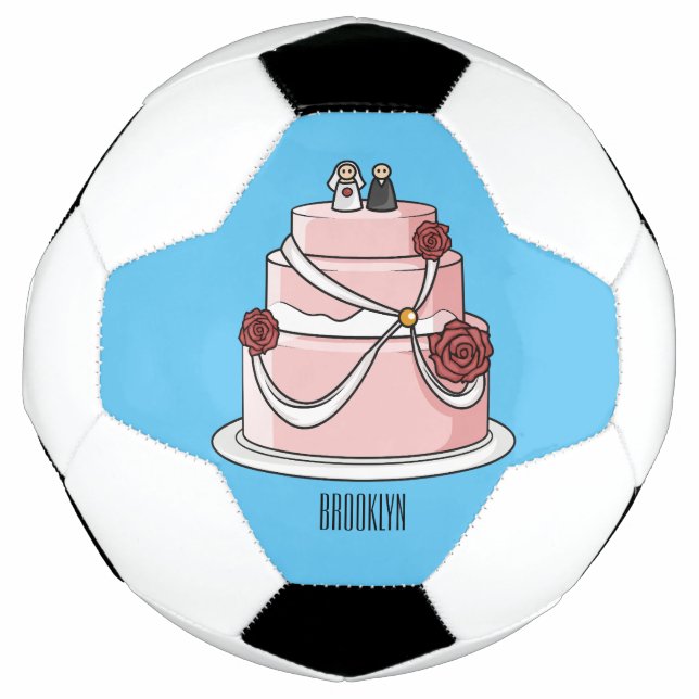 Wedding cake cartoon illustration  football (Front)