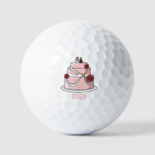 Wedding cake cartoon illustration  golf balls