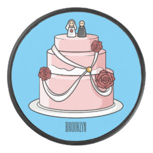 Wedding cake cartoon illustration  hockey puck