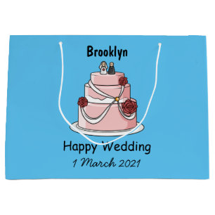 Wedding cake cartoon illustration large gift bag