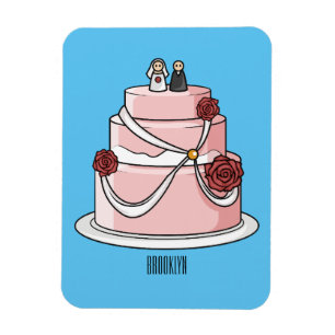 Wedding cake cartoon illustration magnet