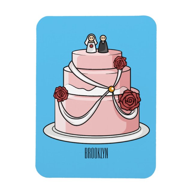 Wedding cake cartoon illustration  magnet (Vertical)