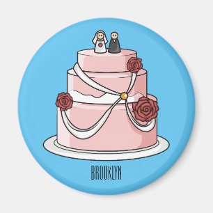 Wedding cake cartoon illustration  magnet