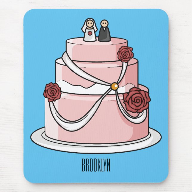 Wedding cake cartoon illustration  mouse mat (Front)