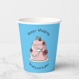 Wedding cake cartoon illustration paper cups