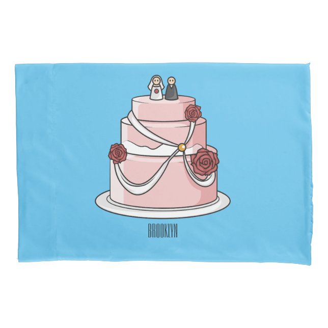 Wedding cake cartoon illustration  pillowcase (Front)