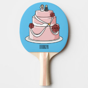 Wedding cake cartoon illustration  ping pong paddle