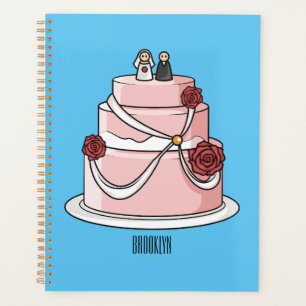 Wedding cake cartoon illustration planner