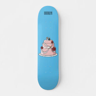 Wedding cake cartoon illustration skateboard