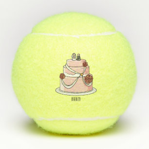 Wedding cake cartoon illustration  tennis balls