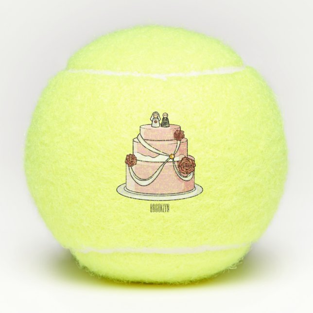 Wedding cake cartoon illustration  tennis balls (Front)