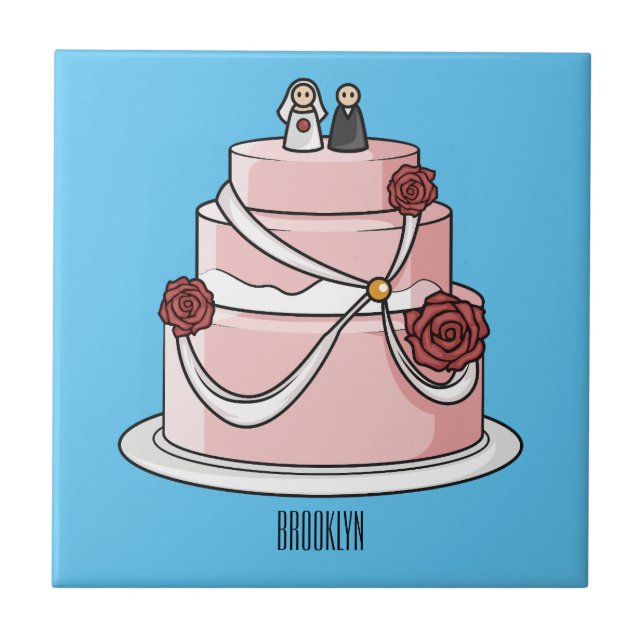 Wedding cake cartoon illustration  tile (Front)