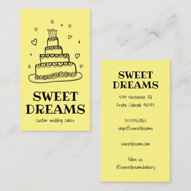 Wedding Cake Catering Bakery Custom Baker  Business Card (Front/Back)