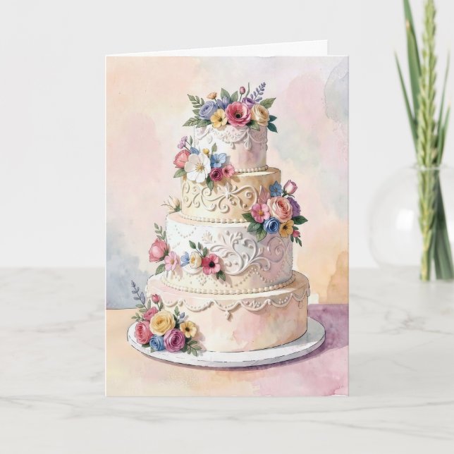 Wedding Cake Congratulations Card (Front)