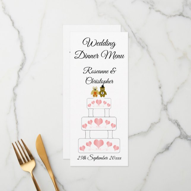 Wedding Cake Design Wedding Menu (Front/Back In Situ)