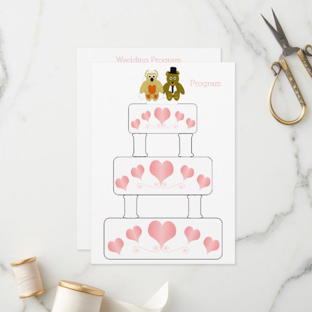 Wedding Cake Design Wedding Programme (Front/Back In Situ)