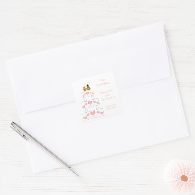 Wedding Cake Design Wedding Square Sticker (Envelope)