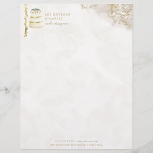 Wedding Cake Designer Bakery Gold Marble Custom Letterhead