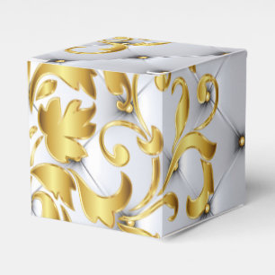 Wedding Cake Favour Box in Silver and Gold