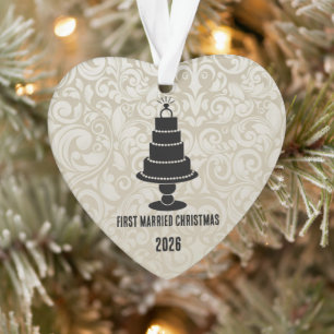 Wedding Cake First Married Christmas Ornament