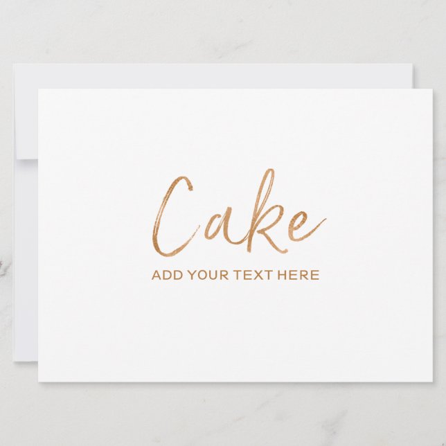 Wedding Cake Flavours Sign | Stylish Gold Rose Invitation (Front)