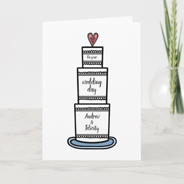 Wedding Cake Illustration Wedding Card (Front)