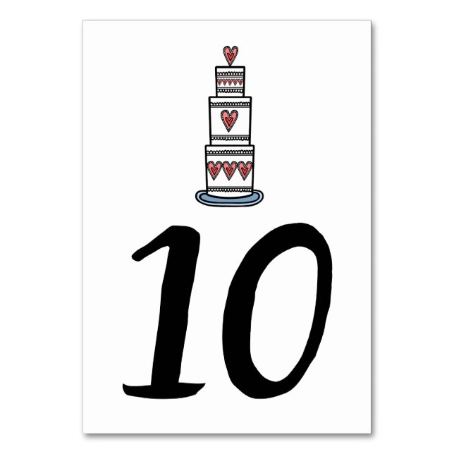 Wedding Cake Illustration Wedding Table Number (Front)