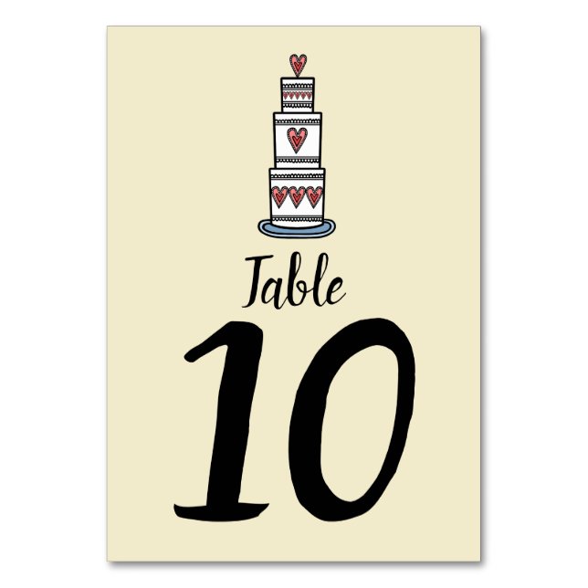 Wedding Cake Illustration Wedding Table Number (Back)