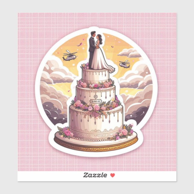 Wedding cake illustrations in sticker form, custom (Sheet)