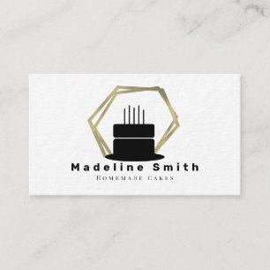 Wedding Cake Layers Decorator Cake Logo Faux Gold Business Card