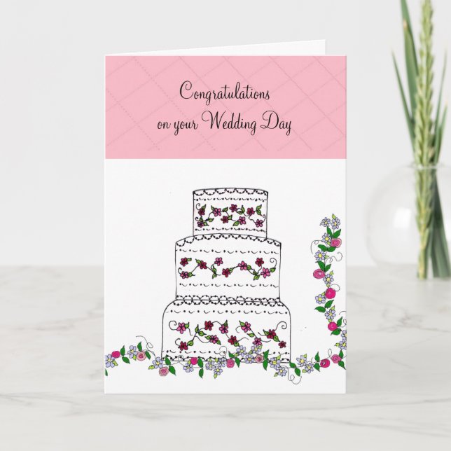 Wedding Cake Marriage Congratulations Card (Front)