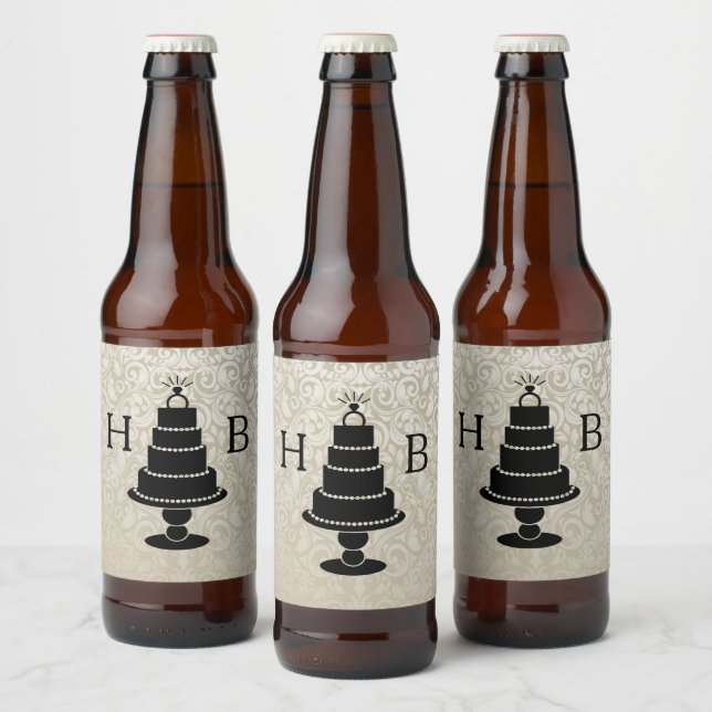 Wedding Cake Monogram Beer Bottle Label (Bottles)
