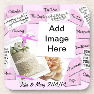 Wedding Cake, Pink Ribbon Coaster