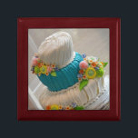 Wedding cake print gift box<br><div class="desc">Beautiful ceramic tile gift box with colourful wedding cake print.</div>
