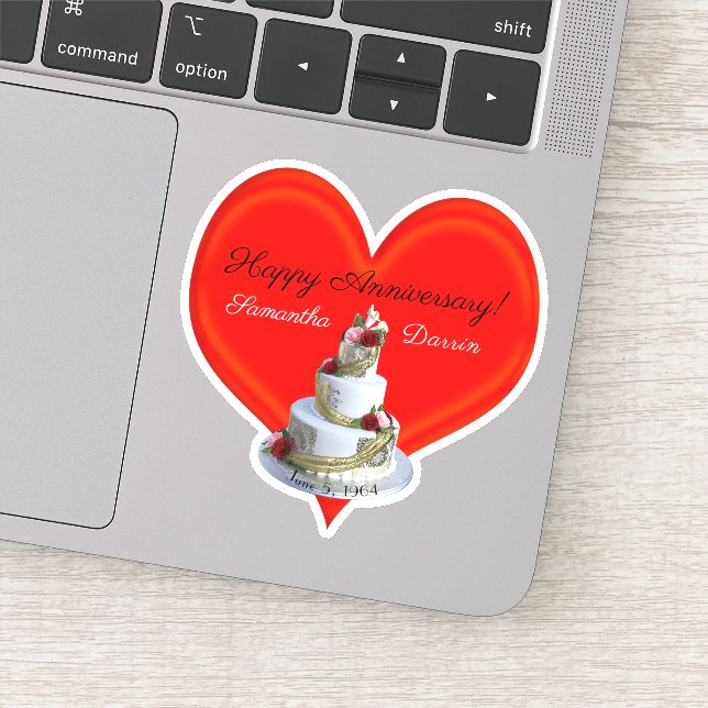 Wedding Cake Red Heart Special Occasion Sticker (Detail)