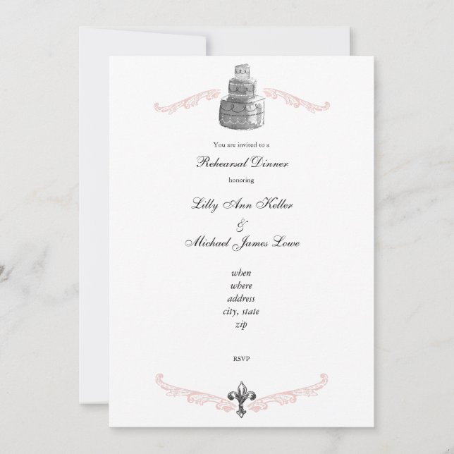 "Wedding Cake" Rehearsal/Bridal Shower Invitation (Front)