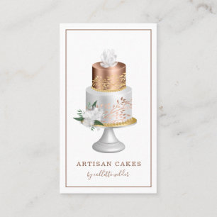 Wedding Cake Rose Gold Pearl Bakery Business Card