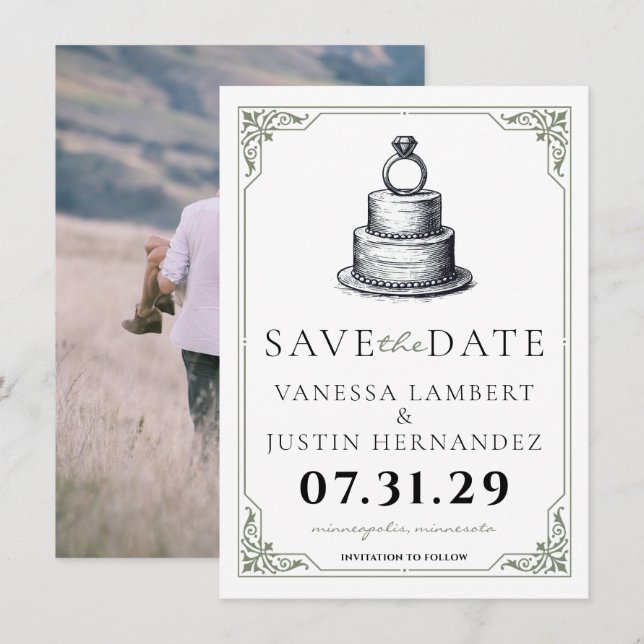 Wedding Cake Save The Date (Front/Back)