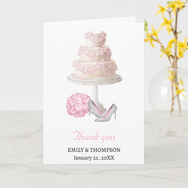 Wedding Cake Thank You Card (Yellow Flower)