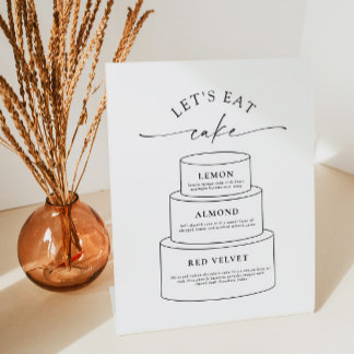 Wedding Cake Tier Flavor Description Pedestal Sign
