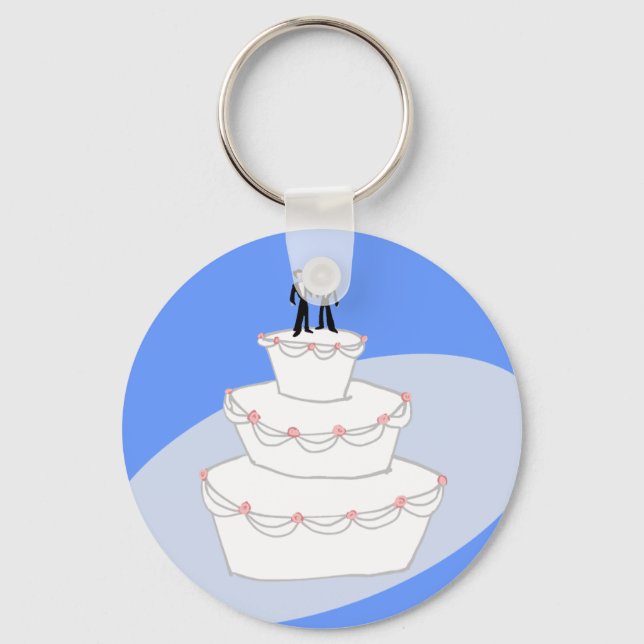 Wedding Cake Two Grooms Key Ring (Front)