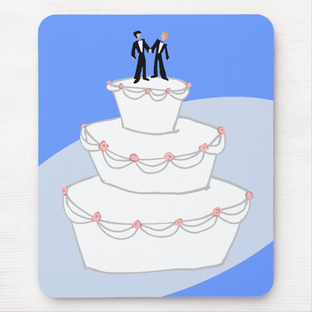 Wedding Cake Two Grooms Mouse Mat (Front)
