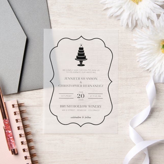 Wedding Cake Vellum Invitations (Wedding)