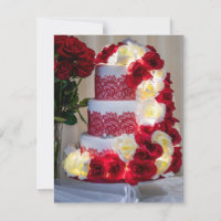 Wedding Cake with Bouquet, Rings and Veil