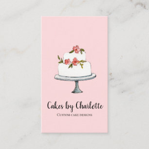 Wedding cake with Pink background Business Card