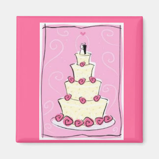 Wedding cake with pink background magnet