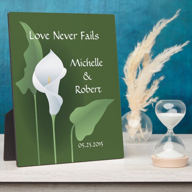 Wedding Calla Lily Green Custom Plaque (Side)