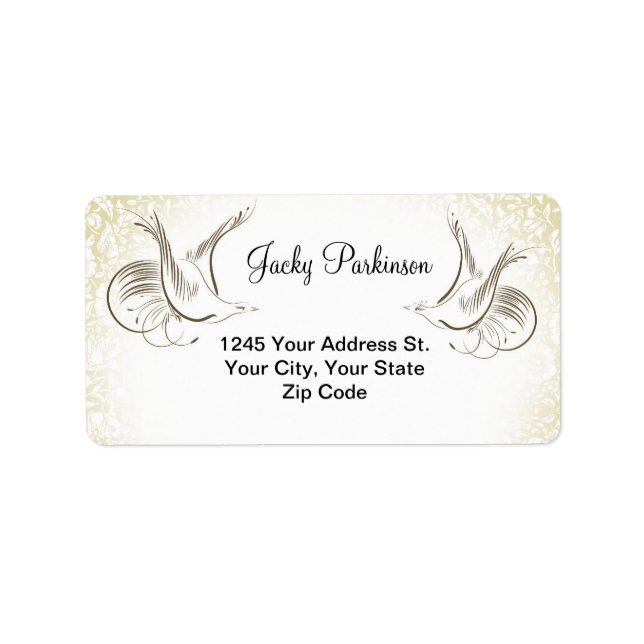 wedding calligraphy birds address labels (Front)